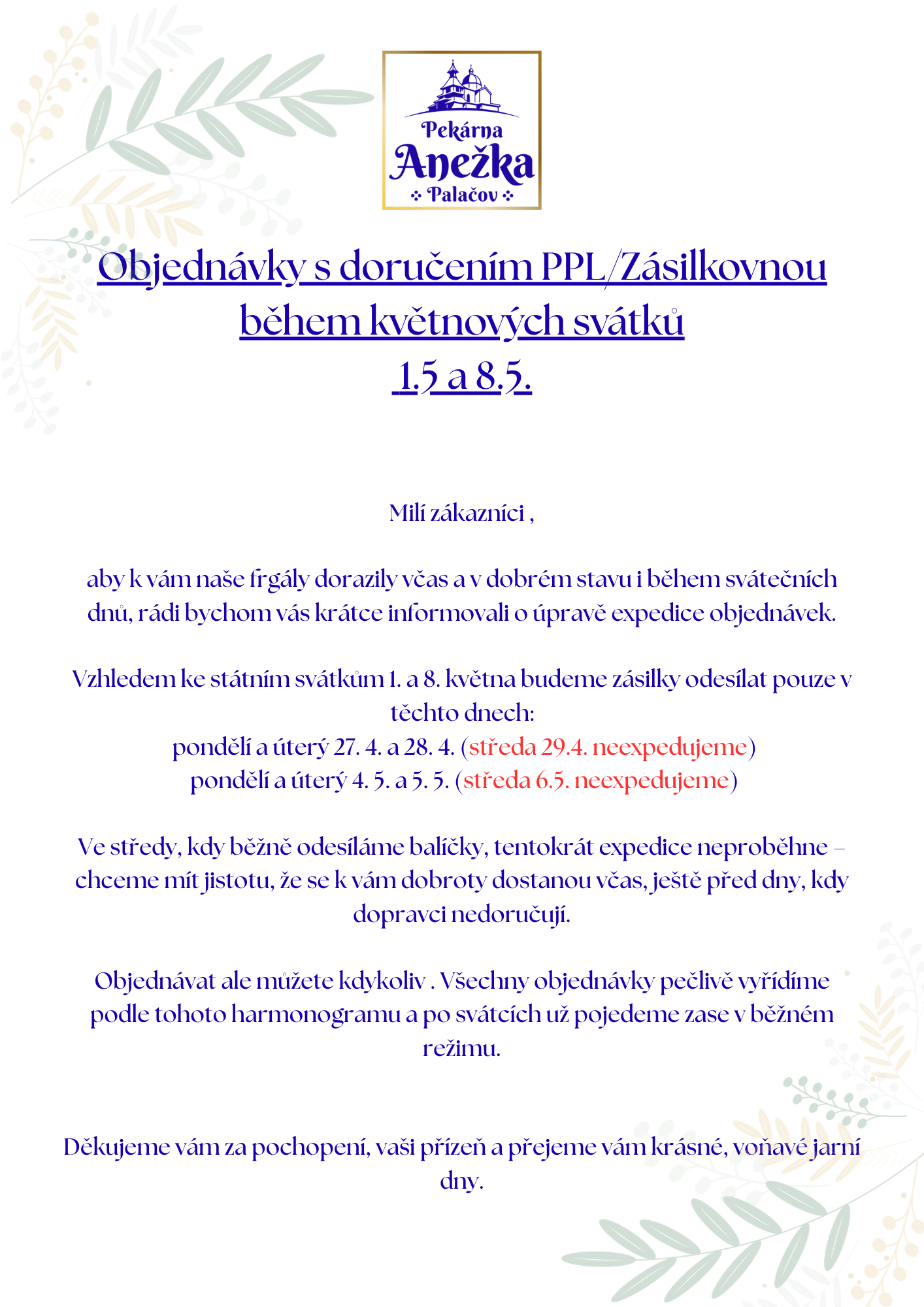 aktualizace zásilkovna